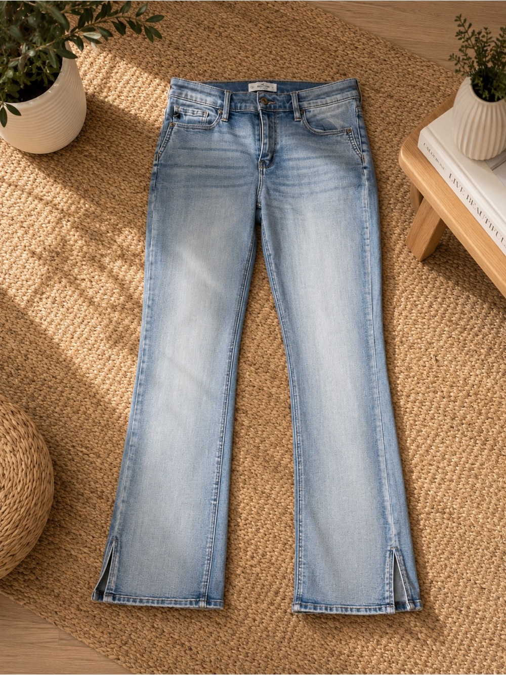 KanCan Light Blue Flare Jeans with Front Slits 9/28